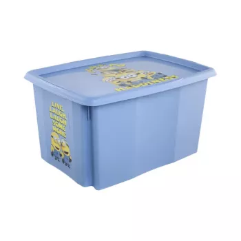 keeeper dėžė su dangčiu 45L Karolina “Minions Happiness” 55,5x40x30cm šviesiai mėlyna