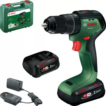 Bosch PSB18V-60 18V bešepetėlis akumuliatorinis smūginis grąžtas su 2x2.5Ah baterijomis ir įkrovikliu dėkle