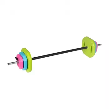 REBEL RBA-2336 20 kg štangos rinkinys su bituminėmis lėkštėmis, 140 cm strypu, srieginiais fiksatoriais, juodas