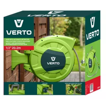 Verto 15G891 3 sluoksnių sustiprinta PVC sodo žarna, 1/2 inch x 20 m, atspari UV ir dumbliams, atsparumas trūkimui 20 bar, žalia