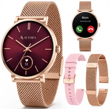 3MK PROTECTION Išmanusis laikrodis Altora Vivid Lady – AMOLED, širdies ritmas, SpO2, IP68, rožinė silikoninė apyrankė