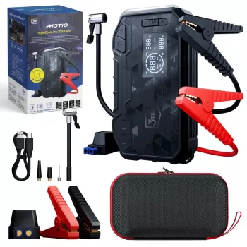 3MK Motio HyperBoost Pro 3000A 4-in-1 Jump Starter su Smart Start Cables, LED žibintuvėliu, Power Bank ir oro kompresoriumi