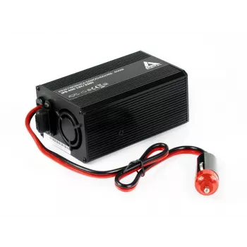 AZO Digital IPS-400 400W 12V DC į 230V AC modifikuotos sinusoidės įtampos keitiklis su Schuko lizdu, akumuliatoriaus spaustukais ir cigarečių žiebtuvėlio kištuku