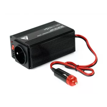 AZO Digital IPS-400 400W 12V DC į 230V AC modifikuotos sinusoidės įtampos keitiklis su Schuko lizdu, akumuliatoriaus spaustukais ir cigarečių žiebtuvėlio kištuku