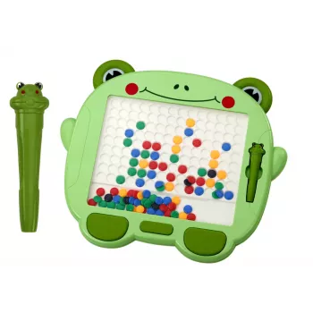 LEAN TOYS magnetinė lavinamoji lenta su varle, stiliumi ir žaliais karoliukais