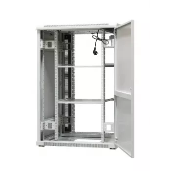 EmiterNet Top 24U laisvai stovinti serverinė spinta, 800x800x1180 mm, stiklinėmis priekinėmis durelėmis, juoda EM/SH05D-8824