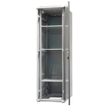 EMITER EmiterNet Top 42U laisvai stovinti serverinė spinta, 600x1000x1980 mm, stiklinės priekinės durelės, juoda EM/SH05D-6042