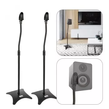 DNA SS 1 SET – pora plieninių garsiakalbių trikojų stovų, reguliuojamo aukščio 800-1300 mm, 30 kg apkrova, sulankstomi, juodi