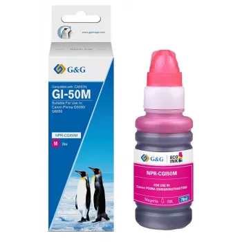 G&G rašalo papildymo buteliukas Canon GI-50 rausvas (70 ml) - pigmentinis rašalas, suderinamas su 3404C001