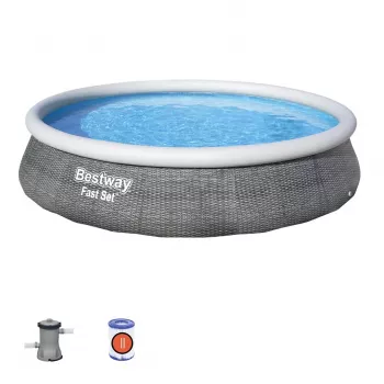 Bestway Fast Set 57376 apvalus pripučiamas baseinas, 7,340 L, pilkas
