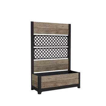 KETER Deco Tulip 110L 2-Rhombus Mesh gėlių vazonas, uosio medienos atspalvio