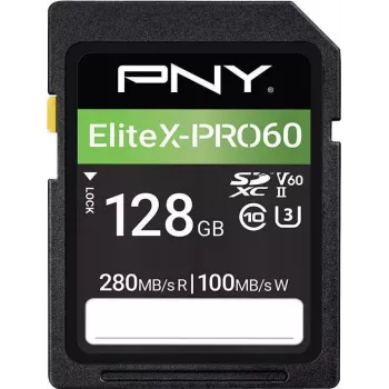 PNY EliteX-PRO60 atminties kortelė 128GB Video Class V60 UHS-II U3 Class10 MicroSDXC