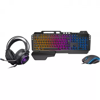 YENKEE YGS 01 INFERNO žaidimų rinkinys 3-in-1 - klaviatūra, pelė, ausinės | Rainbow LED apšvietimas