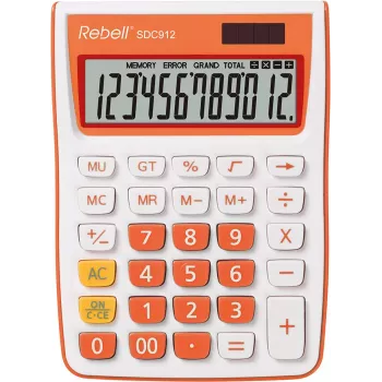REBELL RE-SDC912OR BX stalinis skaičiuotuvas, 12 skaitmenų LCD, dvigubas maitinimas, juodas/sidabrinis