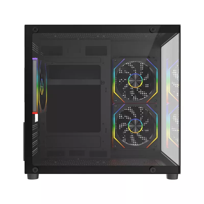 Rampage LUMID ARGB kompiuterio korpusas M-ATX su 3x ARGB ventiliatoriais, juodas