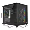 Rampage LUMID ARGB kompiuterio korpusas M-ATX su 3x ARGB ventiliatoriais, juodas