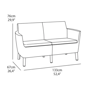 KETER Salemo 2 vietų sofa, ruda