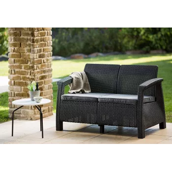 KETER Corfu Love Seat dvivietė sodo sofa, pilka