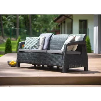KETER Corfu Love Seat Max triguba sodo sofa, pilka