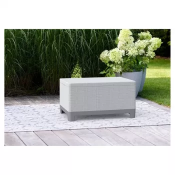 Keter Scandi Storage Table sodo stalas / daiktadėžė šviesiai pilka / tamsiai plieno pilka