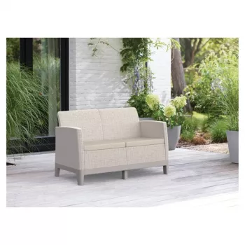 KETER Scandi Form dvivietė sodo sofa, akmenų pilkos/šviesiai smėlio spalvos