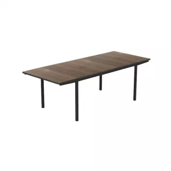KETER Deco Porto Nova Extendable sodų stalas 160-240 cm, riešuto/ juodas