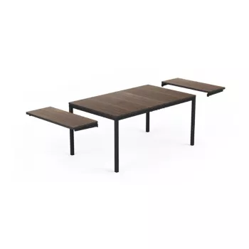 KETER Deco Porto Nova Extendable sodų stalas 160-240 cm, riešuto/ juodas