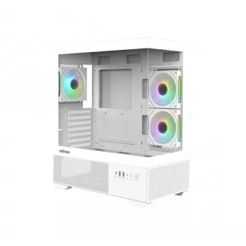 Zalman CHRONIX V2 White ATX Mid Tower kompiuterio korpusas su 3 x 120mm ARGB ventiliatoriais, grūdinto stiklo šonine plokšte