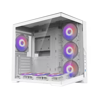 Zalman D40 White ATX Mid Tower korpusas su 7 ARGB ventiliatoriais ir grūdintu stiklu
