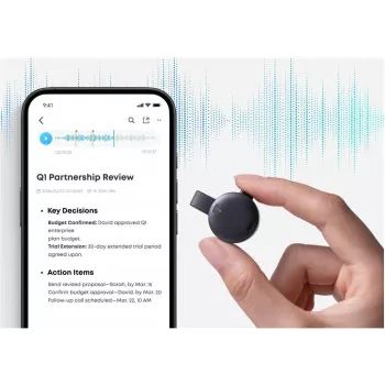 Anker Soundcore Work 64GB juodas belaidis diktavimo diktofonas su AI triukšmo slopinimu (D3200G12)