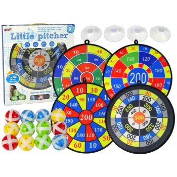 LEAN TOYS Dart žaidimo rinkinys 36 cm skydas su kamuoliukais ant Velcro