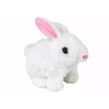 LEAN TOYS Walking Bunny Interactive Toy Short Hair White