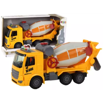 LEAN TOYS betono maišyklės sunkvežimis su sukama kriauše, garsu ir šviesomis, geltonas, 1:16