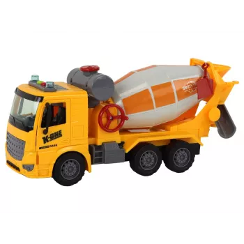LEAN TOYS betono maišyklės sunkvežimis su sukama kriauše, garsu ir šviesomis, geltonas, 1:16