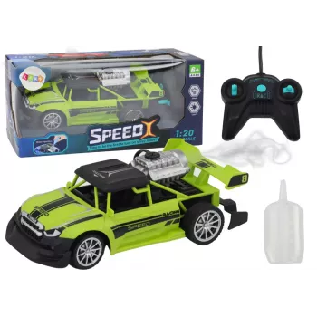 LEAN TOYS RC Sentence Car 1:20 su dūmų efektu ir žibintais, žalias