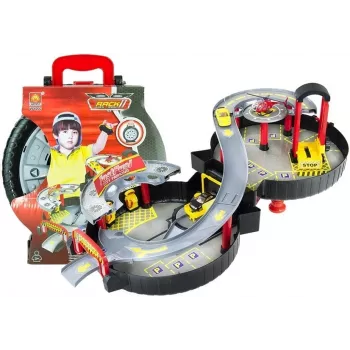 LEAN TOYS Parkavimo automobilių garažas lagaminas Circle dviejų lygių