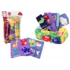 LEAN TOYS minkšta servetėlių dėžutė su 6 audiniais ir 3 šnarėnčiomis spalvotomis servetėlėmis