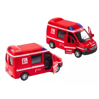 LEAN TOYS gaisrinės mašinos modelis 1:32 su atidaromomis durelėmis, šviesomis ir garsais, raudona