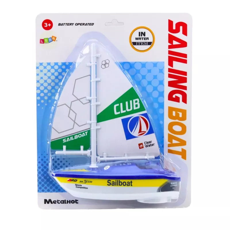 LEAN TOYS Sailboat Water Boat akumuliatorinis RC kateris su turbinos pavara, mėlynas