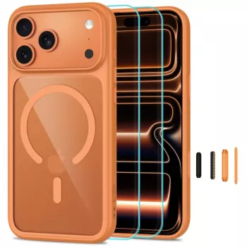 TECH-PROTECT MAGONE MAGSAFE CC + GLASS 2-PACK IPHONE 17 PRO MAX / 18 PRO MAX COSMIC ORANGE/CLEAR