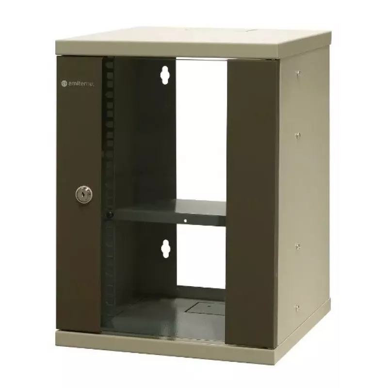 EMITER EM/SOHO-9U 10 colių 9U sieninis tinklo spintelė su stiklinėmis durelėmis, 325×330×445 mm, juoda