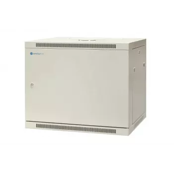 EMITER EM/AP6409-B 19 colių 9U sieninis tinklo spintelė, 600x450x500 mm, rakinamos plieninės durelės, juoda