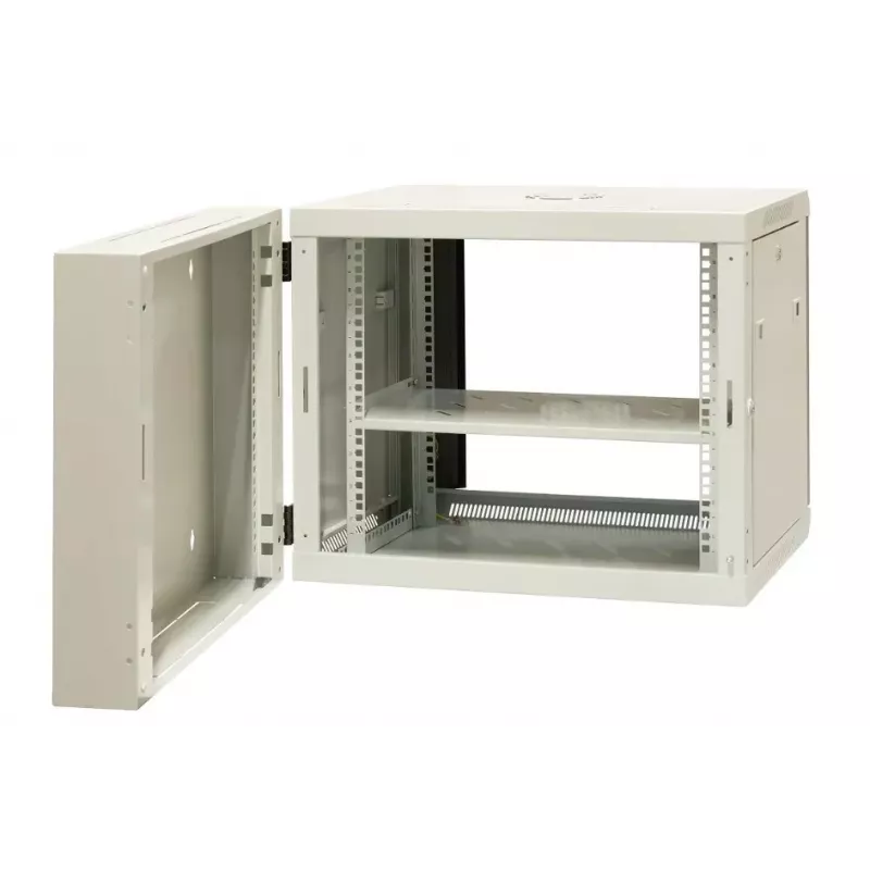 EMITER EM/AH6509 19 colių 9U sieninis spintelės korpusas su grūdinto stiklo durelėmis, 600x550x500 mm, juodas
