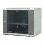 EMITER EM/AP6409 9U sieninis tinklo spintelė 19 colių 600x450x500 mm pilka, grūdinto stiklo durelės, užrakinama