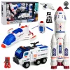 LEAN TOYS Didelis kosmoso rinkinys su stotimi, raketa, erdvėlaiviu, mėnuleigiu ir astronautais