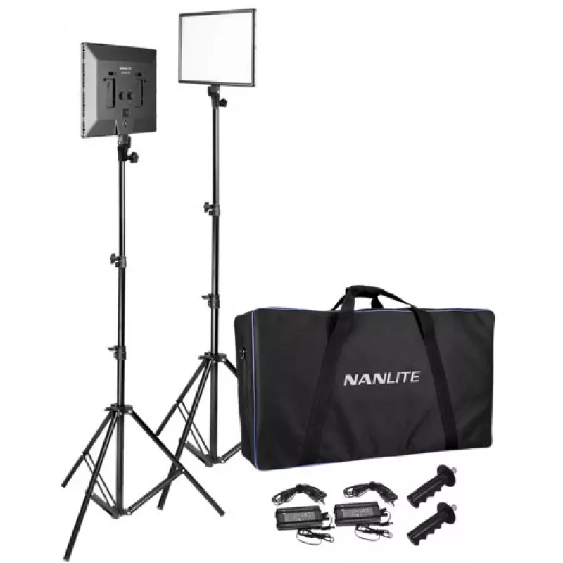 Nanlite LUMIPAD 25 2KIT bi-color LED šviestuvų rinkinys su stovais ir krepšiu