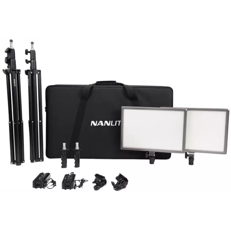 Nanlite LUMIPAD 25 2KIT bi-color LED šviestuvų rinkinys su stovais ir krepšiu