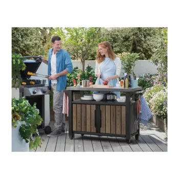 Keter Deco Unity XL grilio stalas 207L, riešuto atspalvio