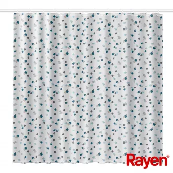 RAYEN dušo užuolaida 180x200 cm balta/mėlyna, poliesteris