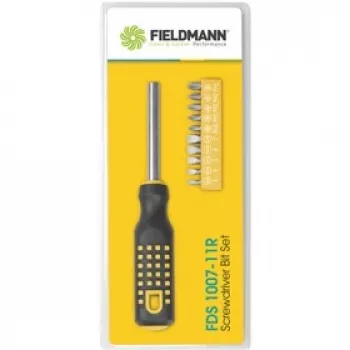FIELDMANN FDS 1007-11R 12 dalių atsuktuvų antgalių rinkinys su ergonomiška rankena, chromo vanadžio plieno antgaliai, magnetinis laikiklis, plokštieji/Phillips/Pozi/Torx
